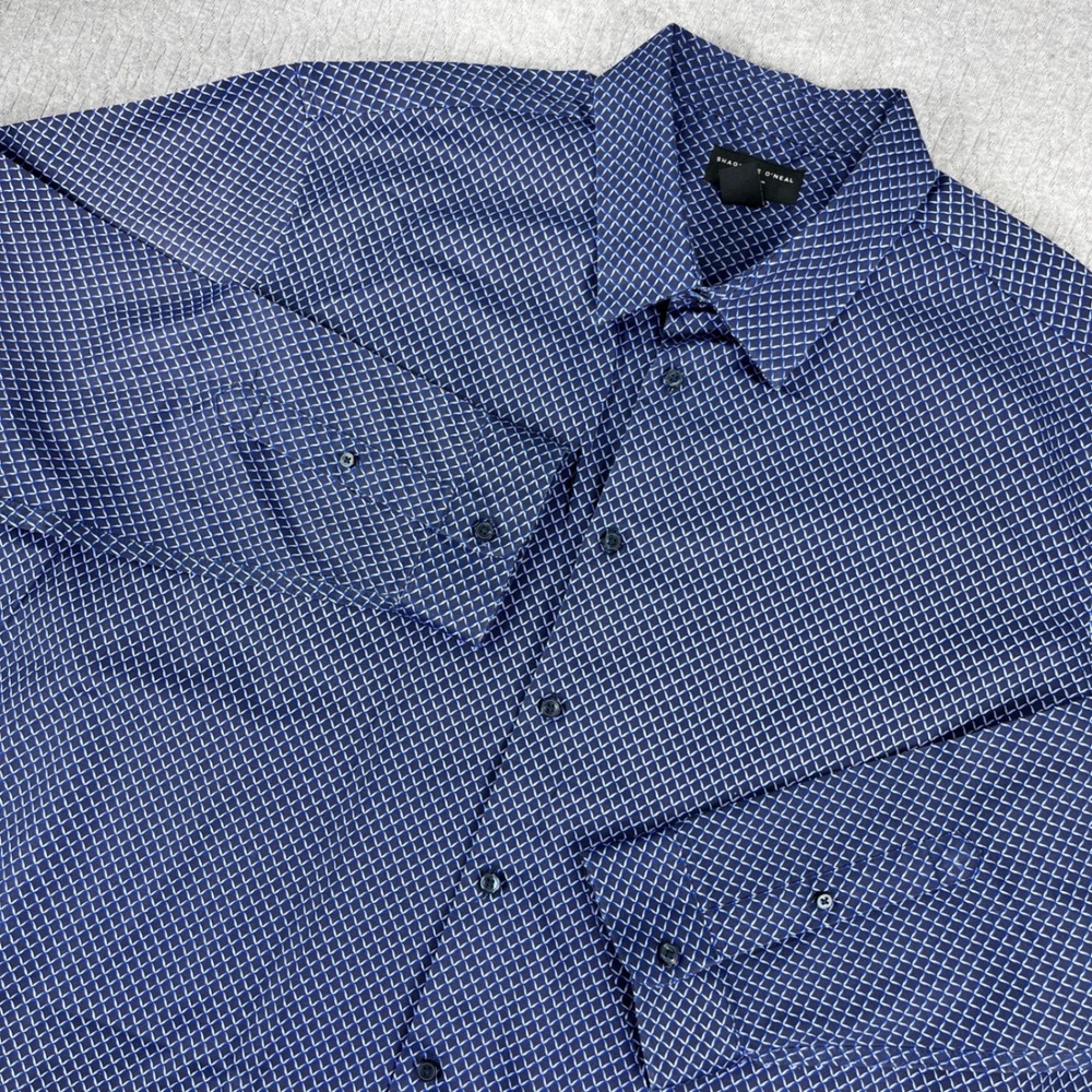Shaquille O'Neal Button Up Shirt Mens 3XL Blue Geometric Stretch XLG